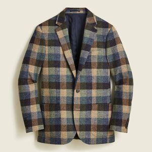 NWT $398 J Crew Irish Wool Plaid Herringbone Ludlow Slim Fit Blazer